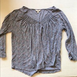 Lucky Brand Gray Ruched 3/4 Sleeve Blouse Size S